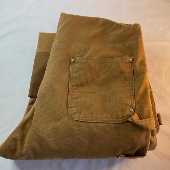 CARHARTT MENS QUILT LINED ZIP LEG 100% COTTON HEAVY DUCK OVERALLS SIZE 42x30 EUC - Picture 10 of 13